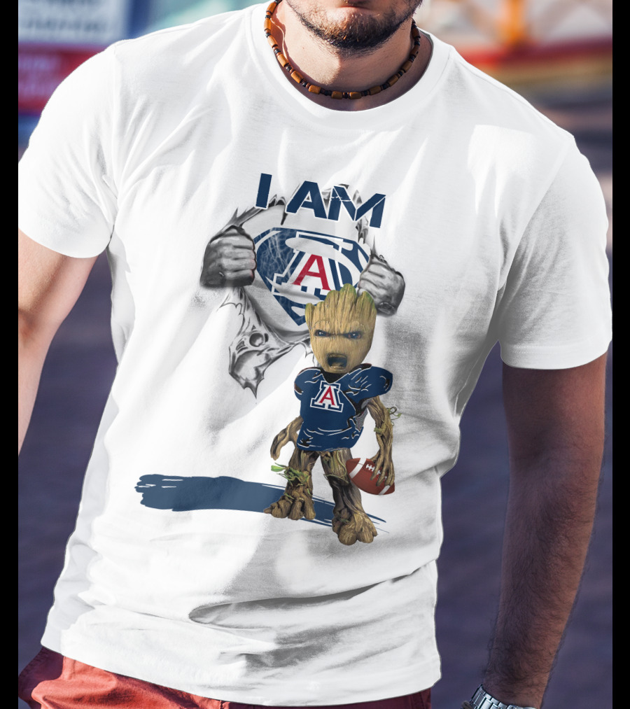 I Am Arizona Baby Groot Superman Football Fan T-Shirt