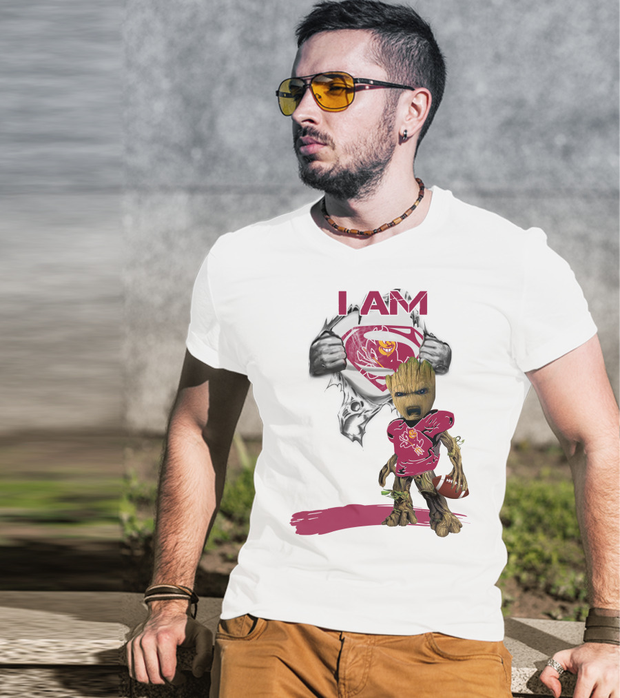 I Am ASU Baby Groot Superman Football T-Shirt