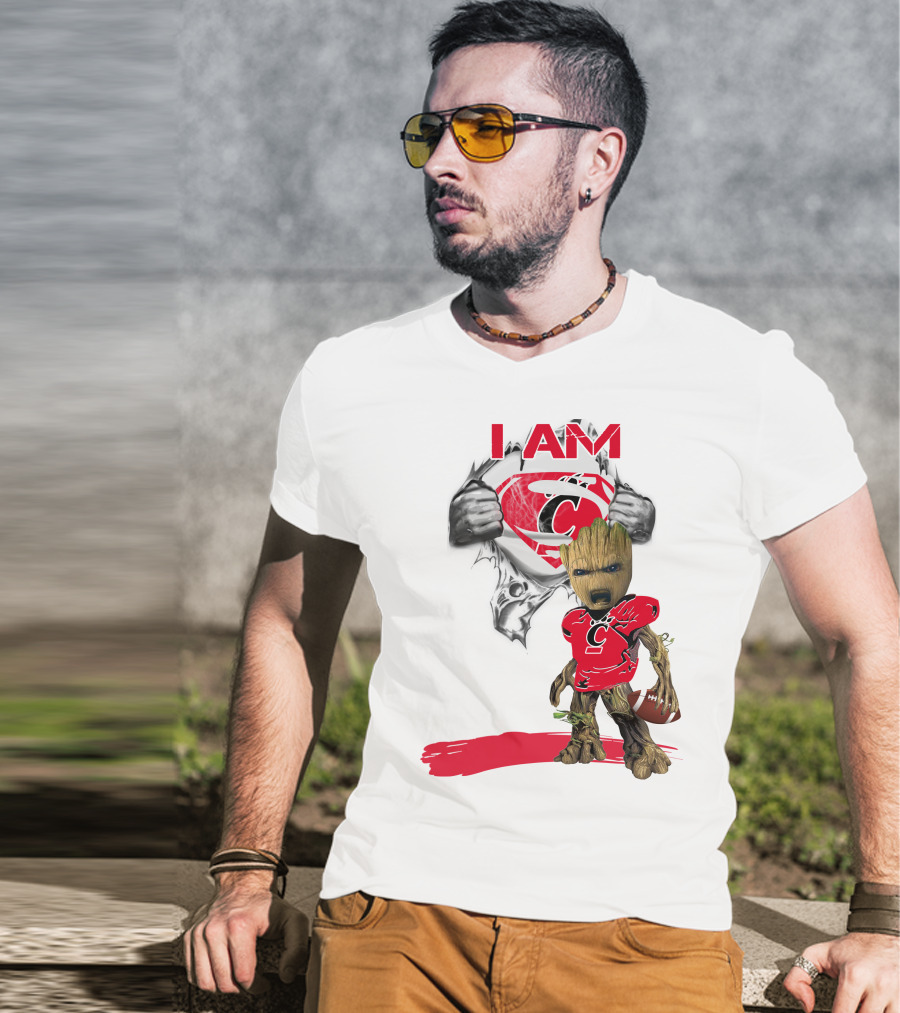 I Am Bearcats Baby Groot Superman Football T-Shirt