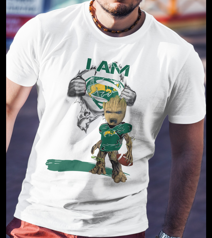 I AM Dakota Baby Groot Bison Football Superman T-Shirt