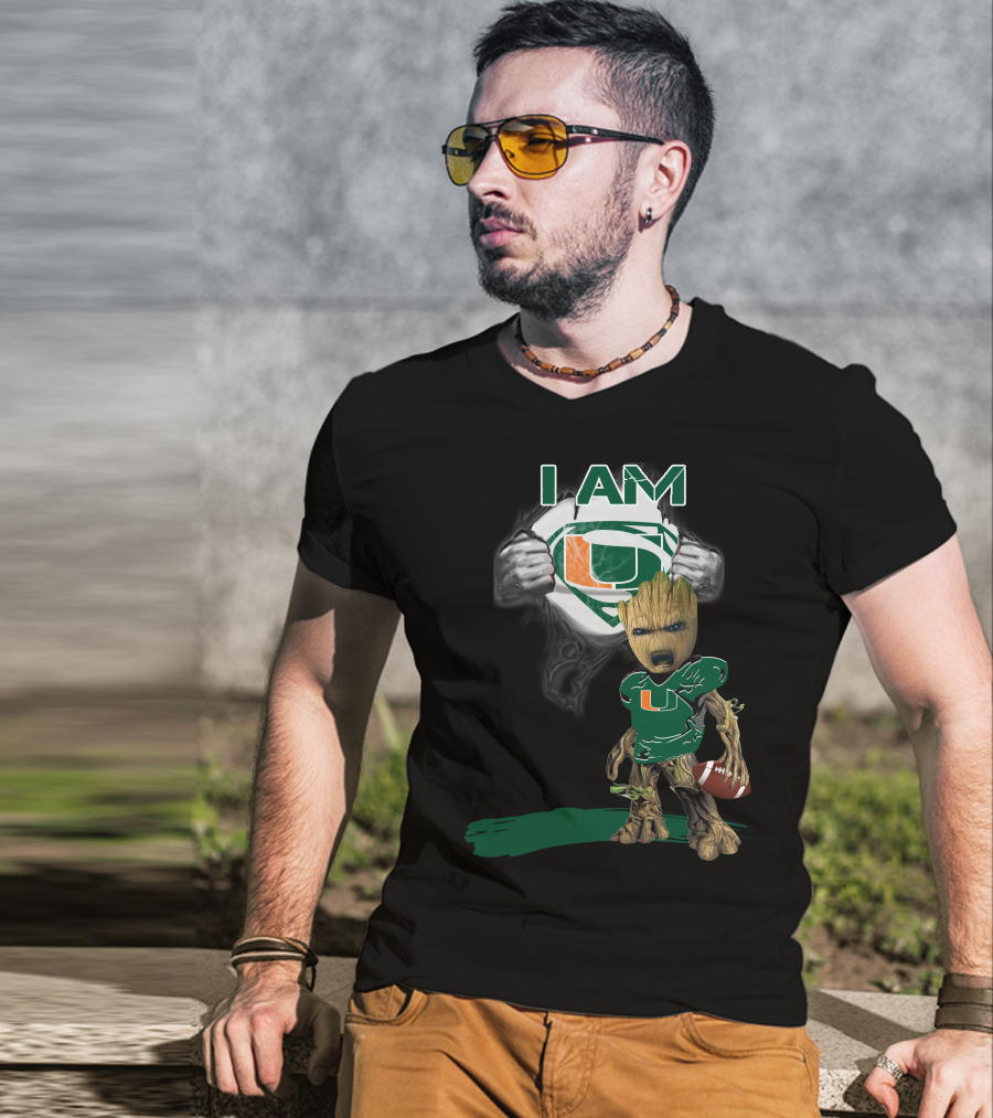 I Am Hurricanes Baby Groot Superman Football T-Shirt