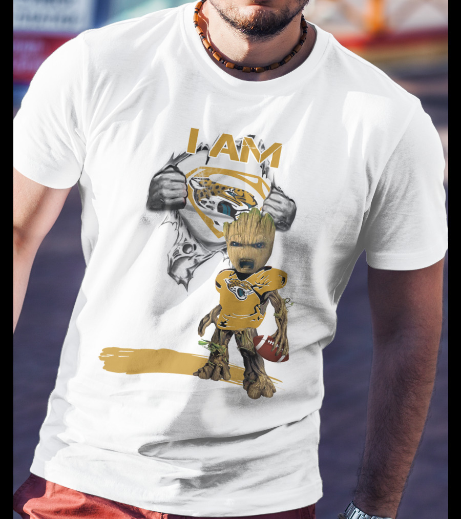 I Am Jaguars Baby Groot Superman Football Fan T-Shirt