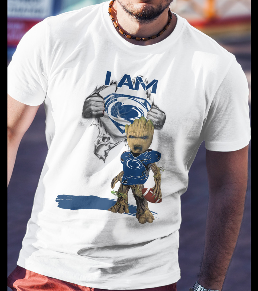 I Am Baby Groot Penn State Football Holding Superman T-Shirt