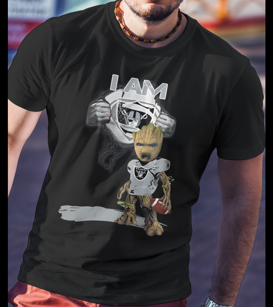 Raiders Baby Groot I Am Superman NFL Football T-Shirt
