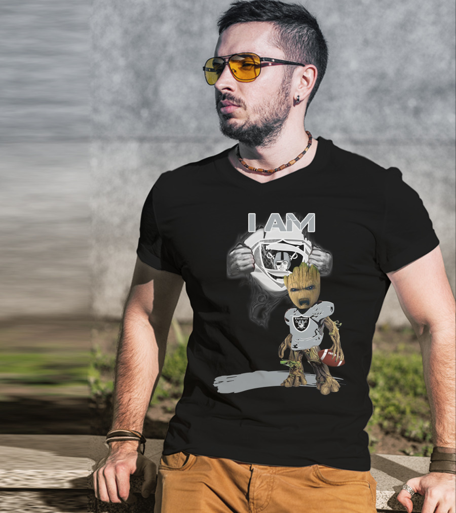 Raiders Baby Groot I Am Superman NFL Football T-Shirt