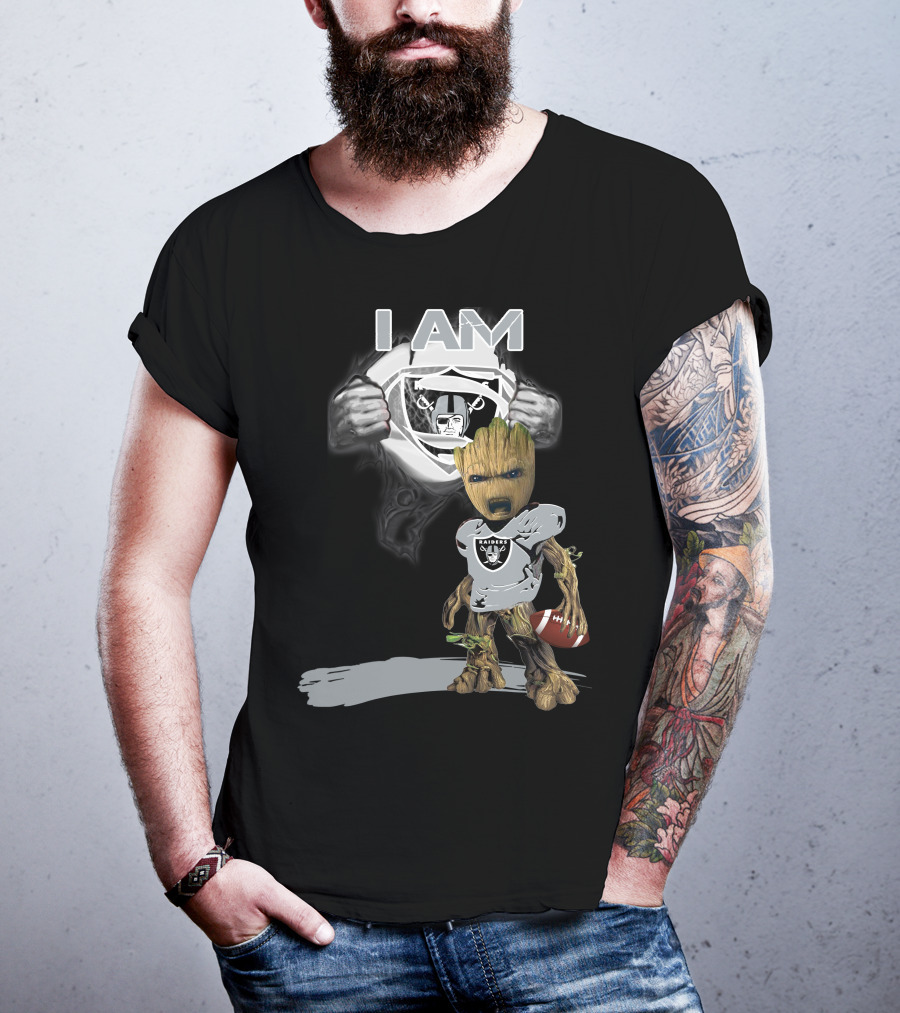 Raiders Baby Groot I Am Superman NFL Football T-Shirt