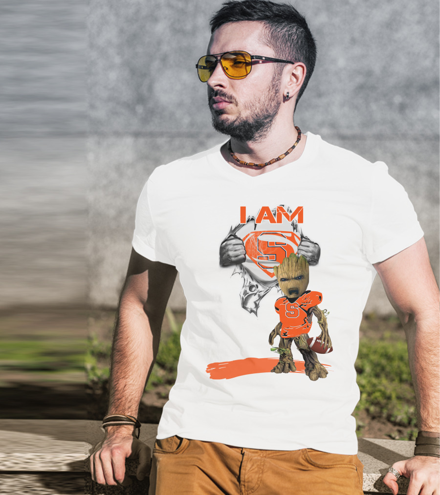 I Am Syracuse Baby Groot Superman Football T-Shirt