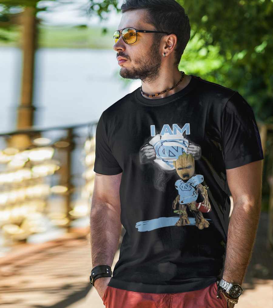 I AM Tarheel Baby Groot Superman T-Shirt