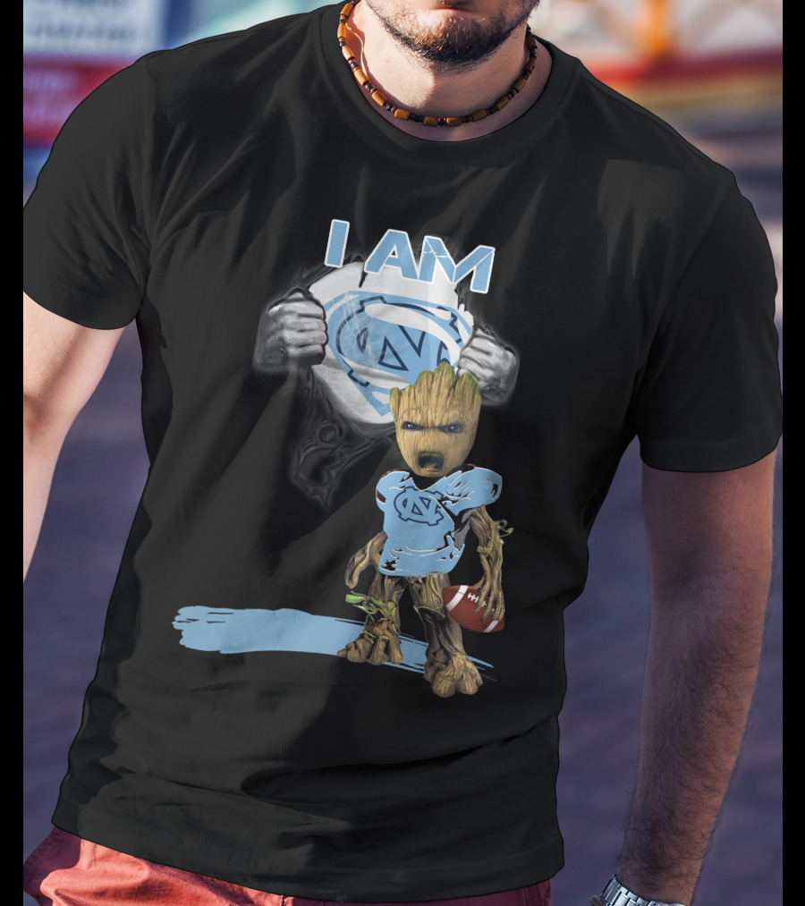 I AM Tarheel Baby Groot Superman T-Shirt