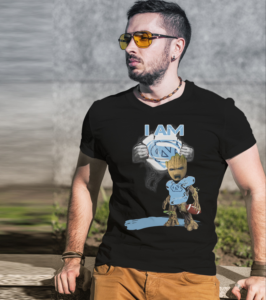 I AM Tarheel Baby Groot Superman T-Shirt