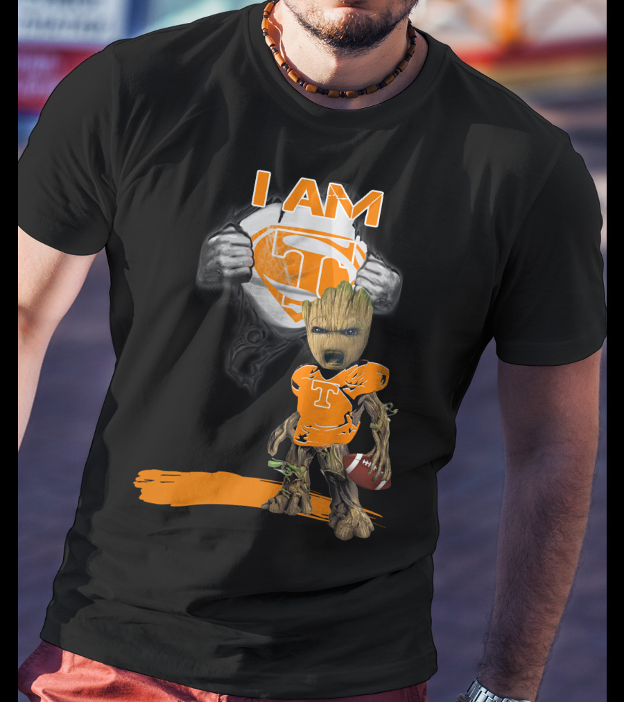 I Am Tennessee Baby Groot Superman Football T-Shirt