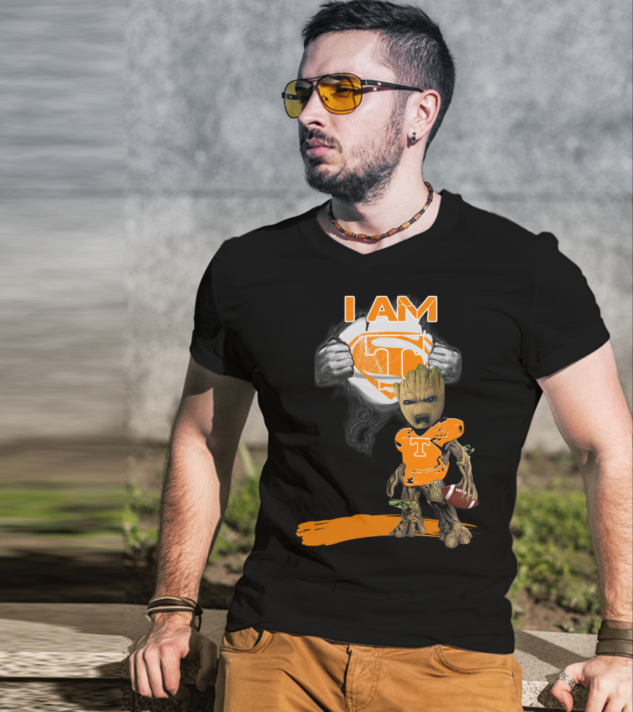 I Am Tennessee Baby Groot Superman Football T-Shirt