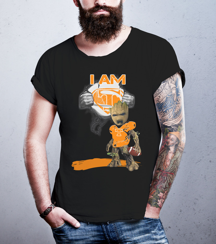 I Am Tennessee Baby Groot Superman Football T-Shirt