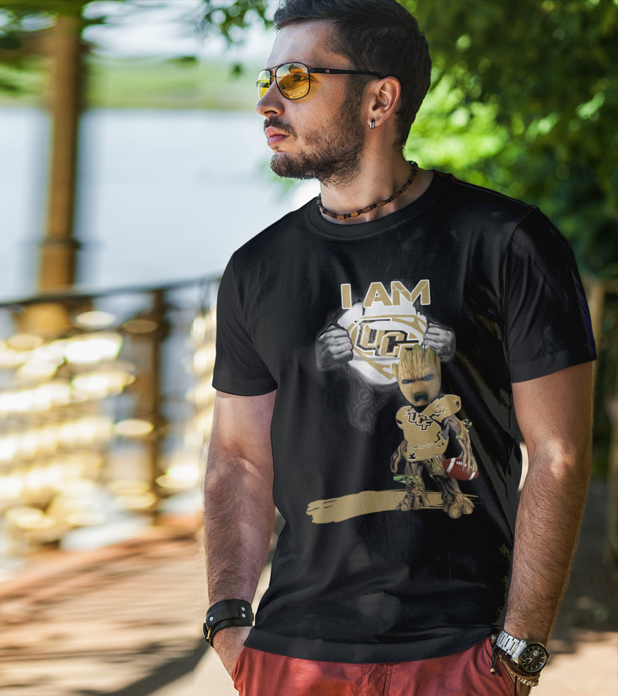 I AM UCF Baby Groot Football Superman T-Shirt