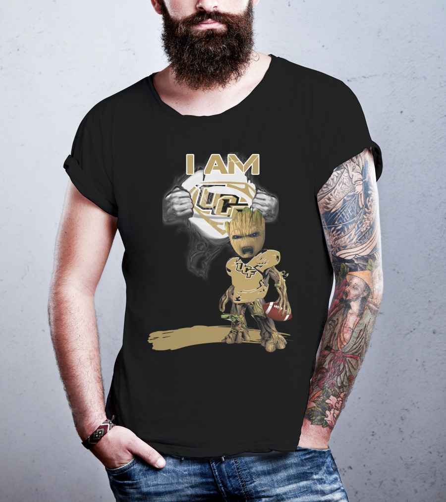 I AM UCF Baby Groot Football Superman T-Shirt