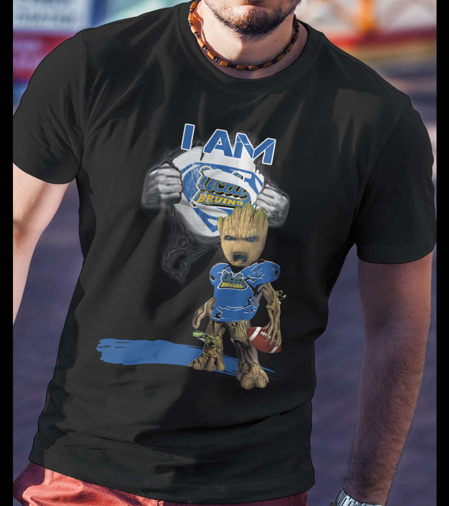 I Am UCLA Bruins Baby Groot Superman Football T-Shirt
