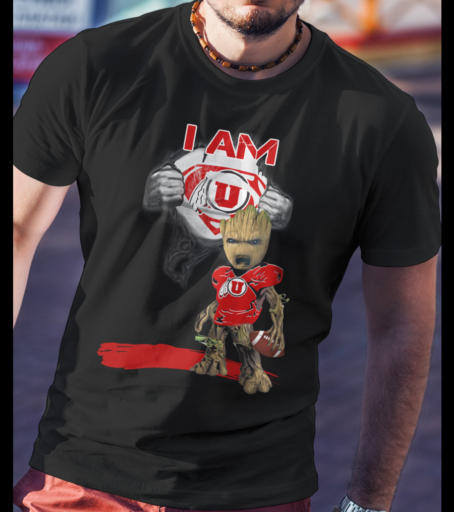 I Am Utes Baby Groot Superman Football T-Shirt