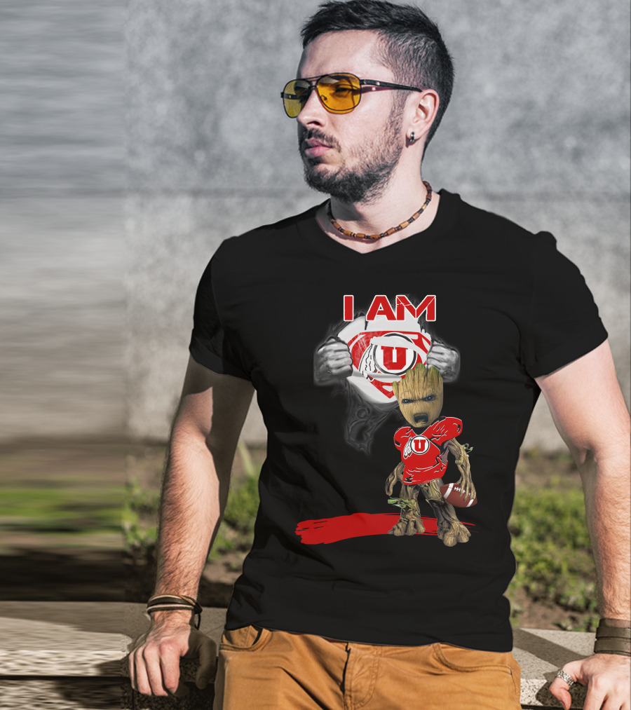 I Am Utes Baby Groot Superman Football T-Shirt
