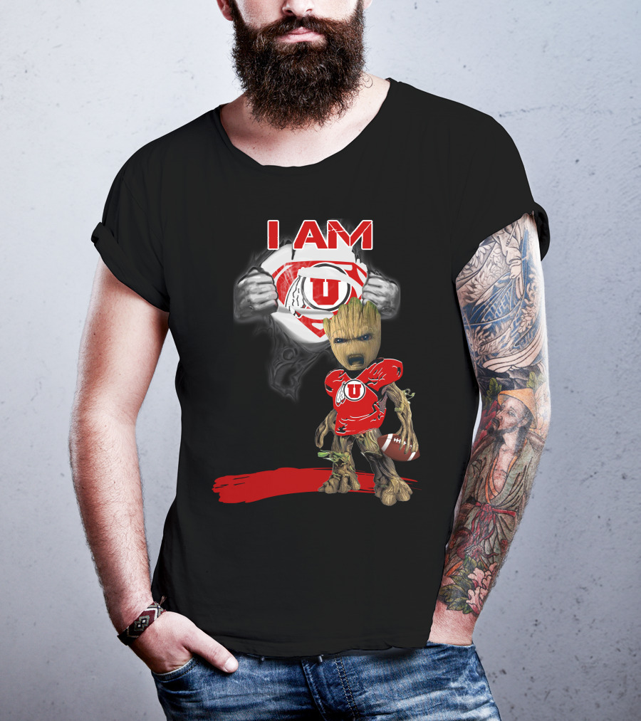 I Am Utes Baby Groot Superman Football T-Shirt