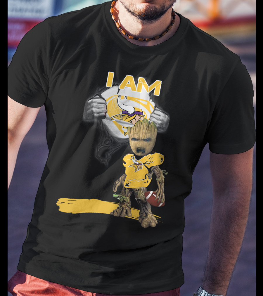 I AM Vikings Baby Groot Superman Football Fusion T-Shirt