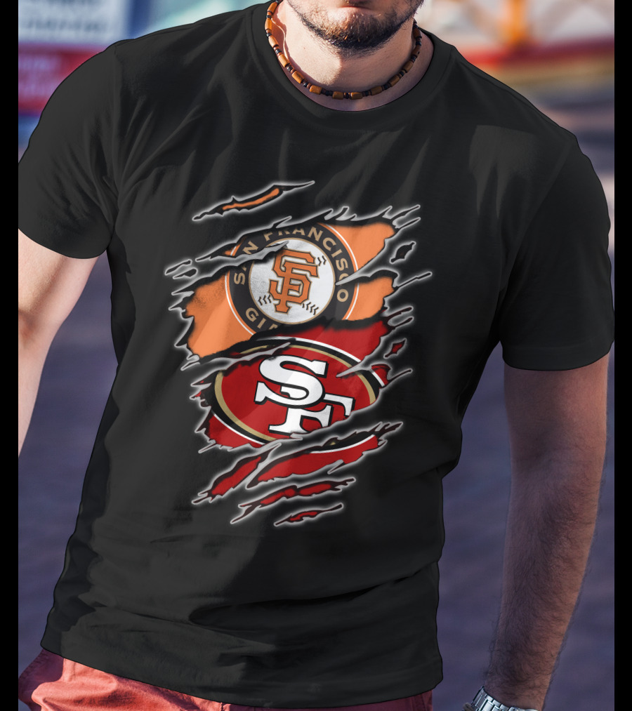 San Francisco Giants 49ers SF Logo Dual Team Claw Marks T-Shirt