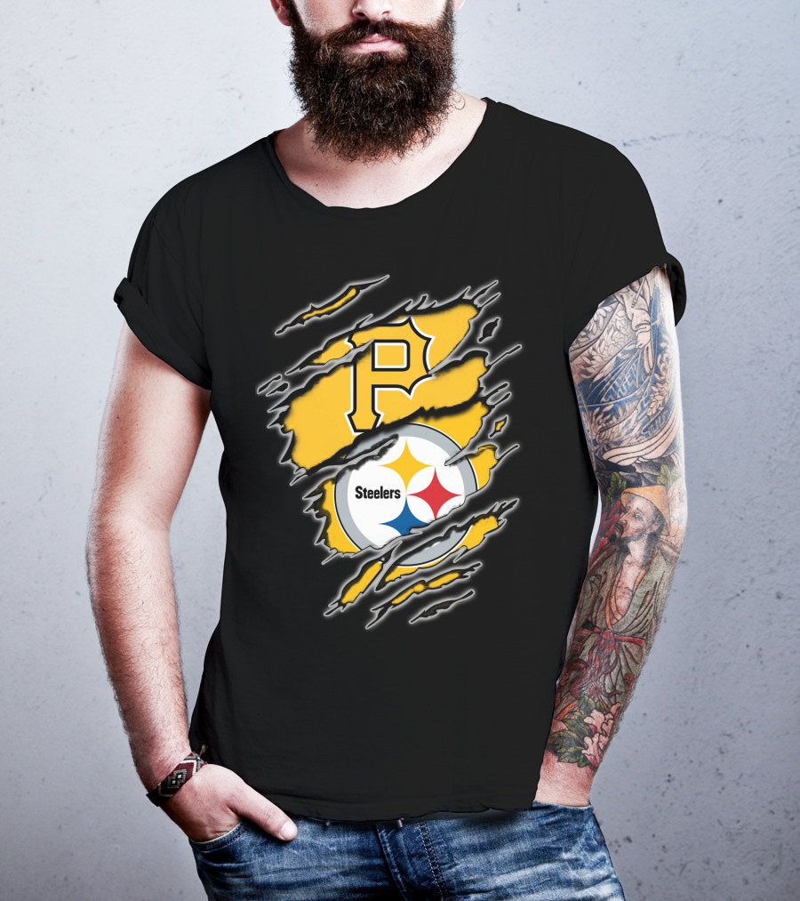 Steelers Pirates Torn Ripped Merge T-Shirt