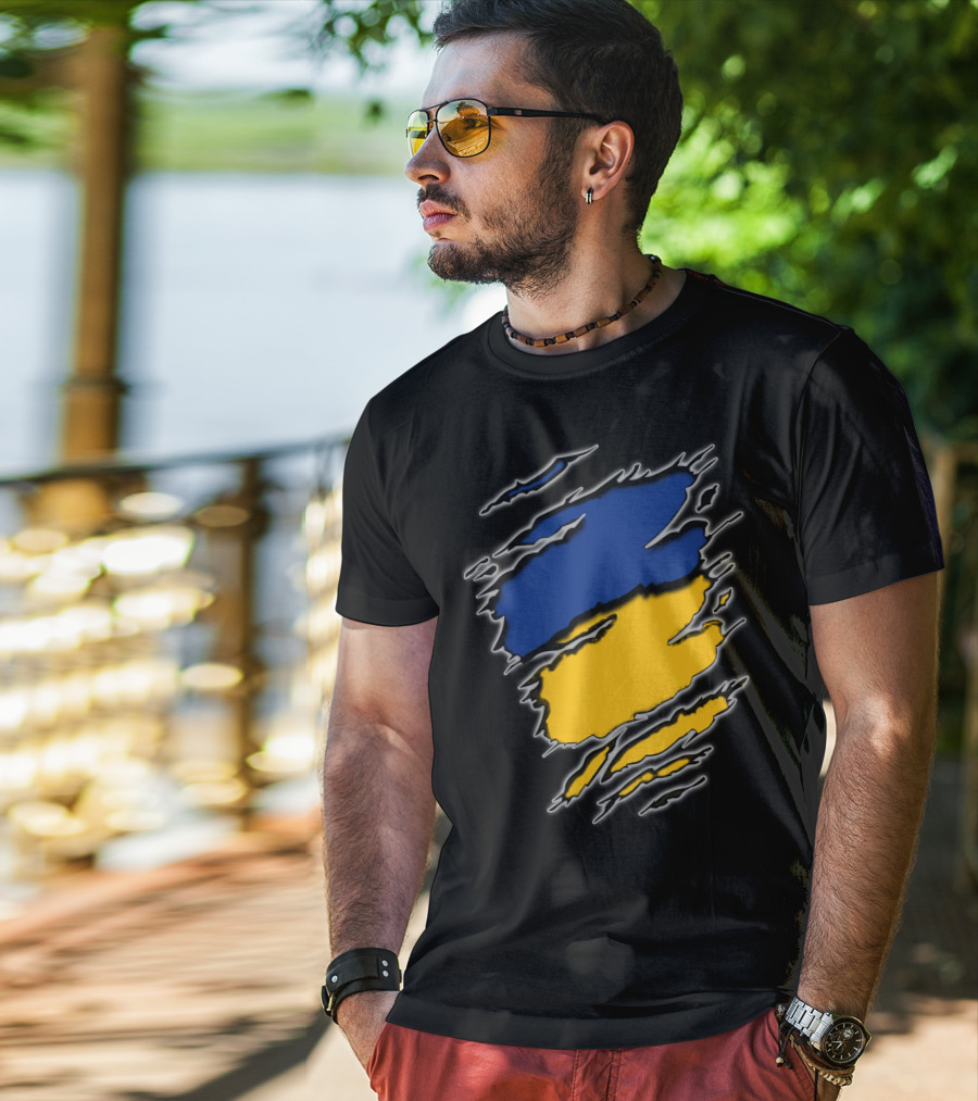 Steelers Cubs15 Blue And Yellow Slashed T-Shirt