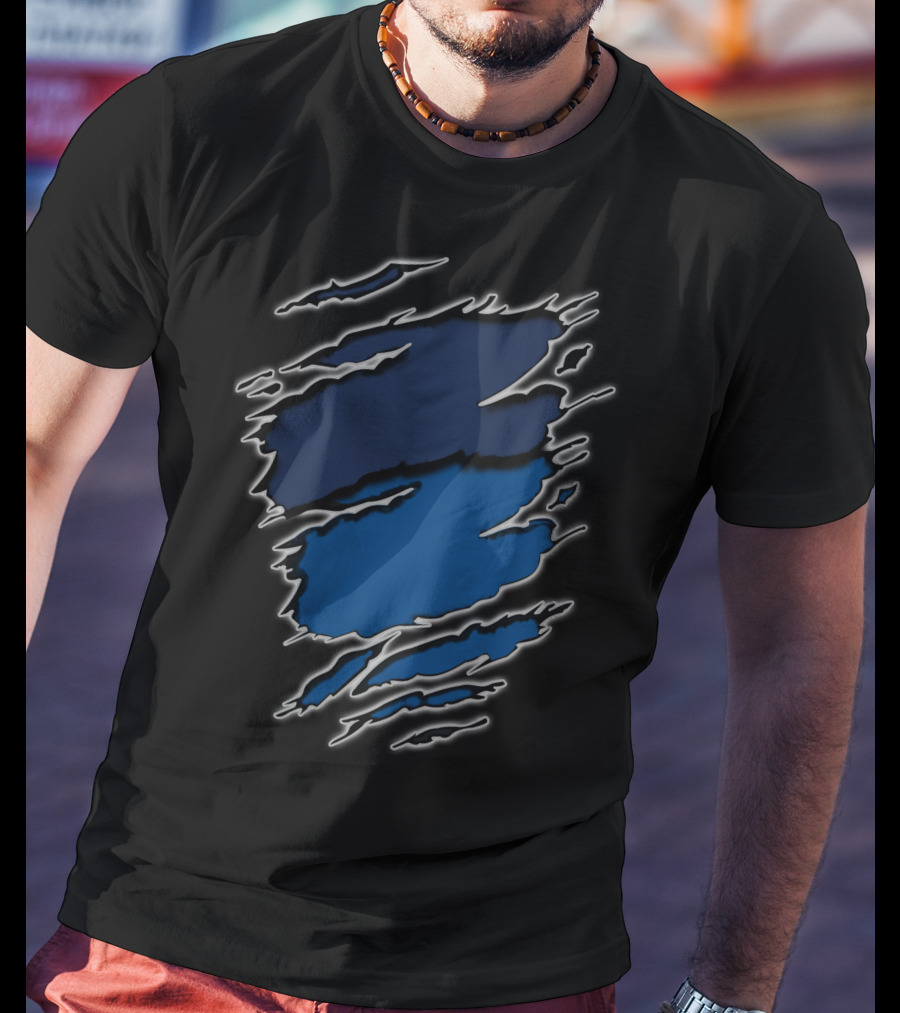 Yan Colts18 Blue And Black Torn T-Shirt