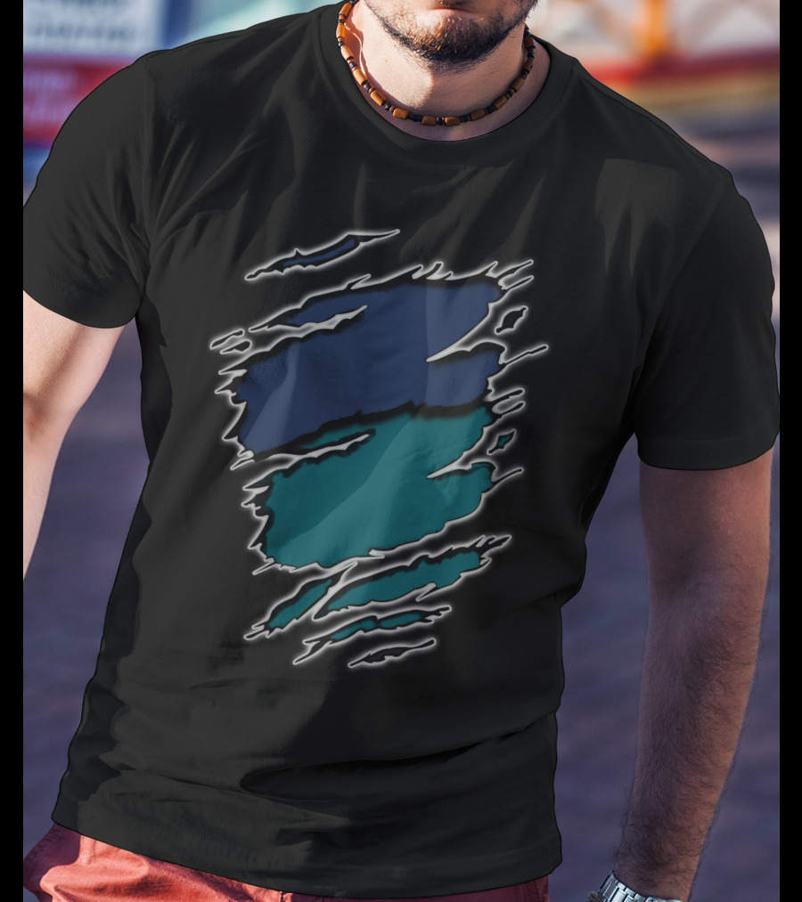 Yan Eagles20 Navy Teal Rip T-Shirt