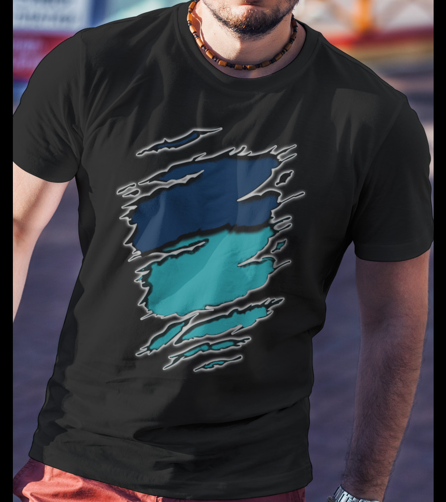 Dolphins Rays9 Blue Teal Abstract Claw Marks T-Shirt