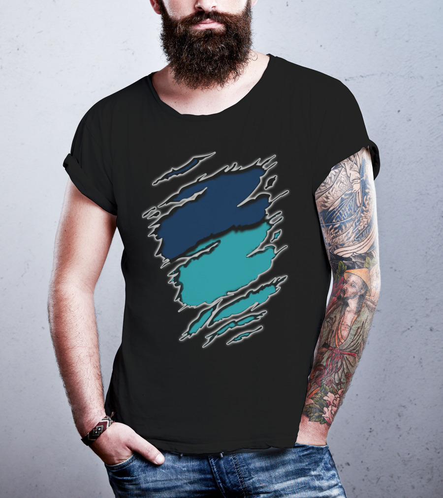 Dolphins Rays9 Blue Teal Abstract Claw Marks T-Shirt