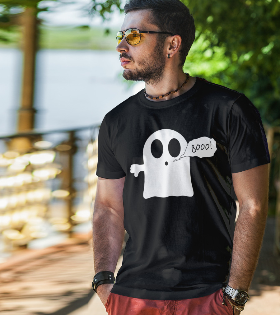 Booo Ghost With Surprised Expression And Speech Bubble T-Shirt