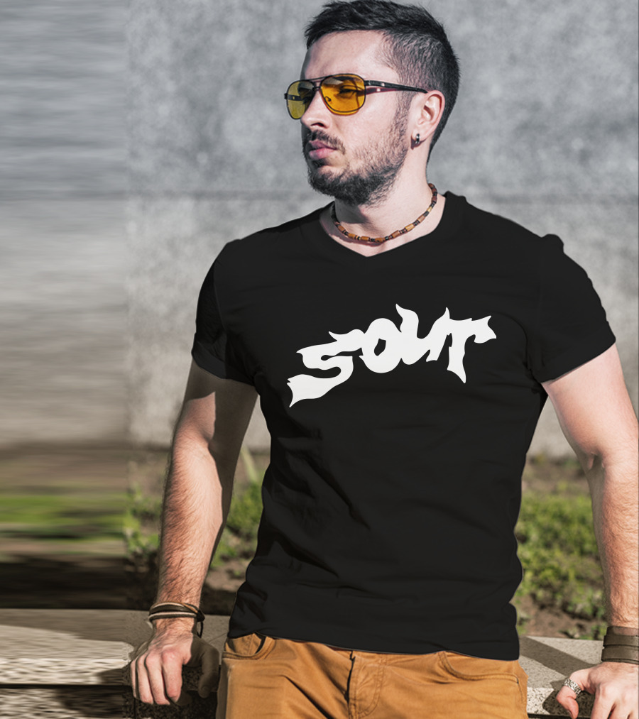 SOUR WHITE Dripping Text T-Shirt