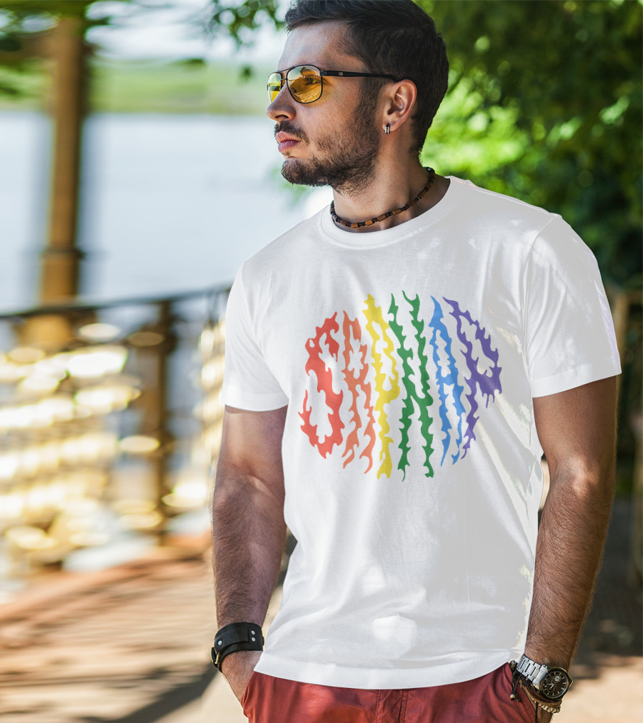 Sapnap Colorful Rainbow Flame Text T-Shirt