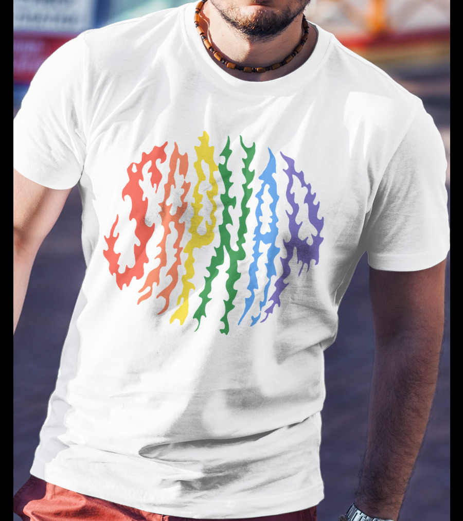 Sapnap Colorful Rainbow Flame Text T-Shirt
