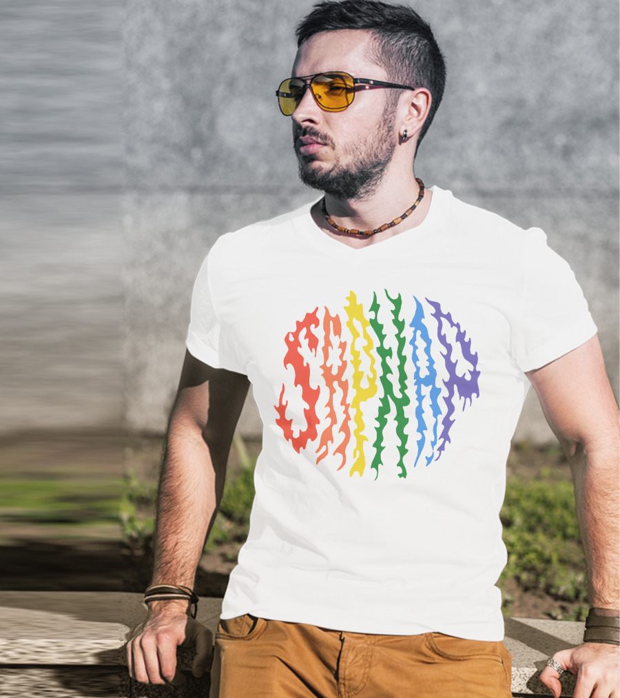 Sapnap Colorful Rainbow Flame Text T-Shirt