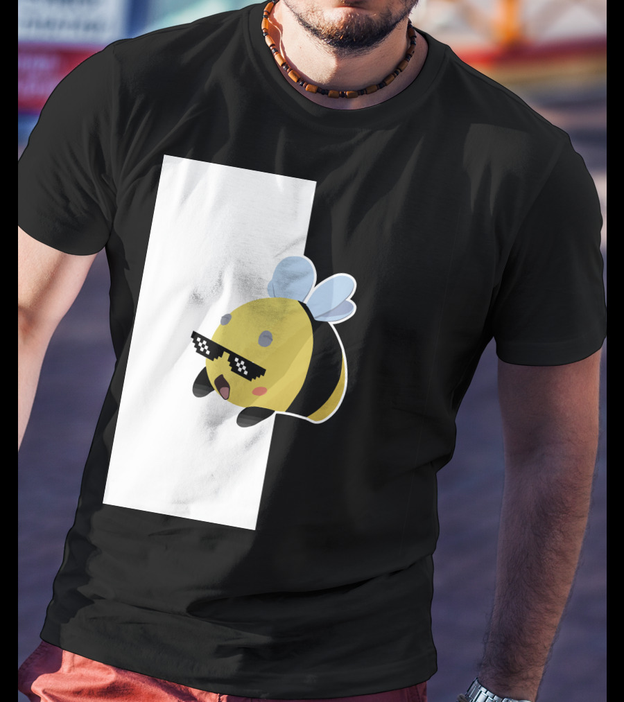 Tubbo And Ranboo Cool Bee Sunglasses Black And White Background T-Shirt
