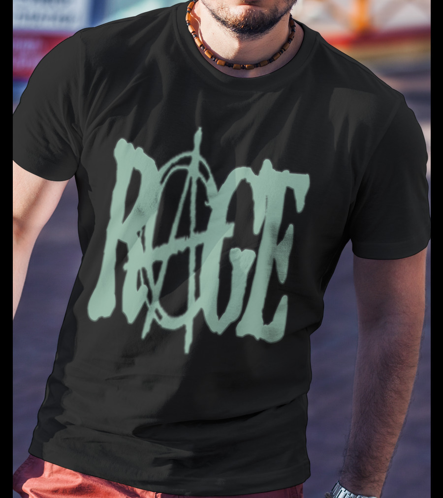 RAGE Anarchy Symbol Text T-Shirt