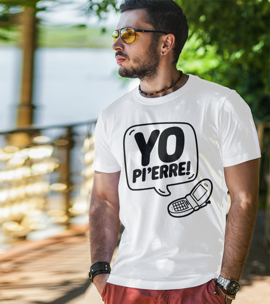 YO Pi'erre Flip Phone Retro Vibe T-Shirt