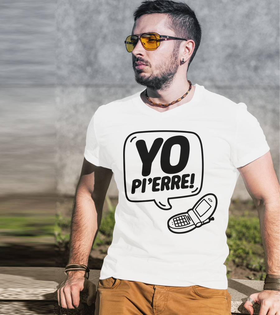 YO Pi'erre Flip Phone Retro Vibe T-Shirt