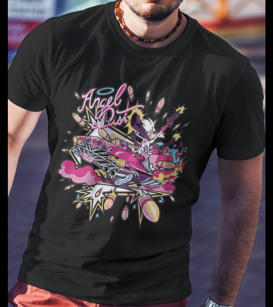 Angel Dust Hazbin Hotel Cartoon Style Action Explosion T-Shirt