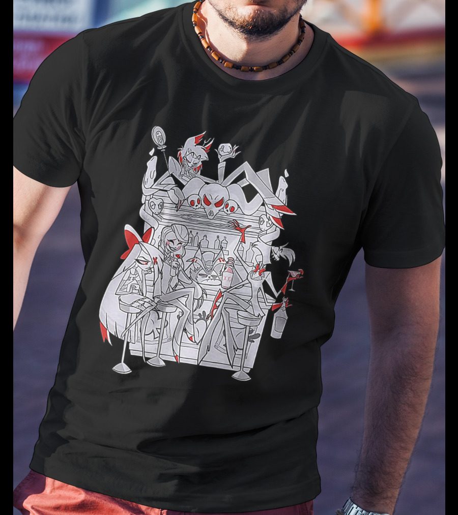 Hazbin Hotel Charlie Bar Scene With Angel Dust And Alastor T-Shirt