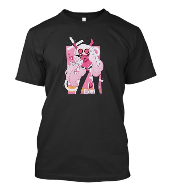 Helluva Boss Mrs Mayberry Suck-4-L<3 Hearts Pink And White Demon Character T-Shirt