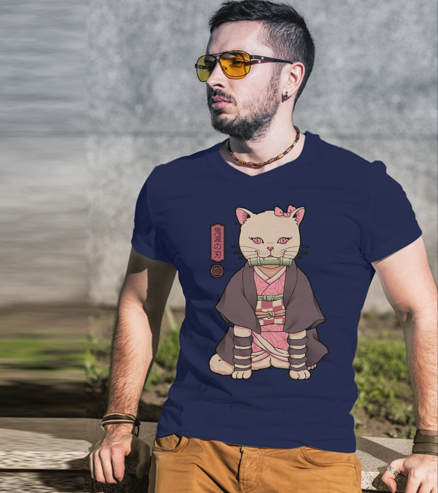 Stolas Store Nezuko Cat Demon Slayer T-Shirt