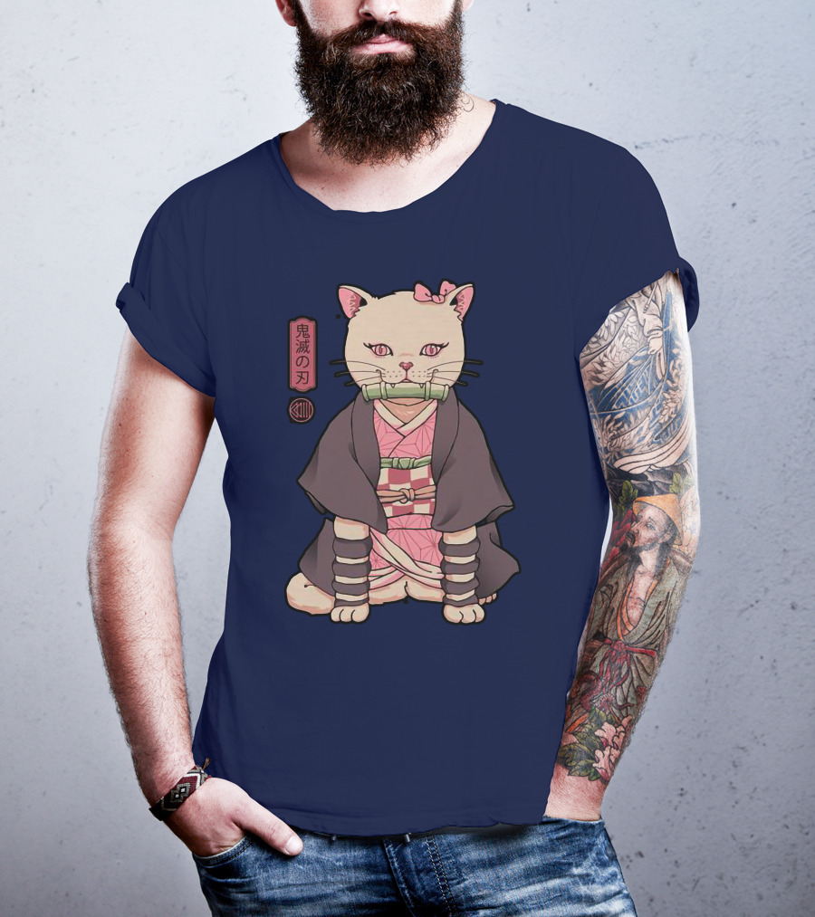 Stolas Store Nezuko Cat Demon Slayer T-Shirt