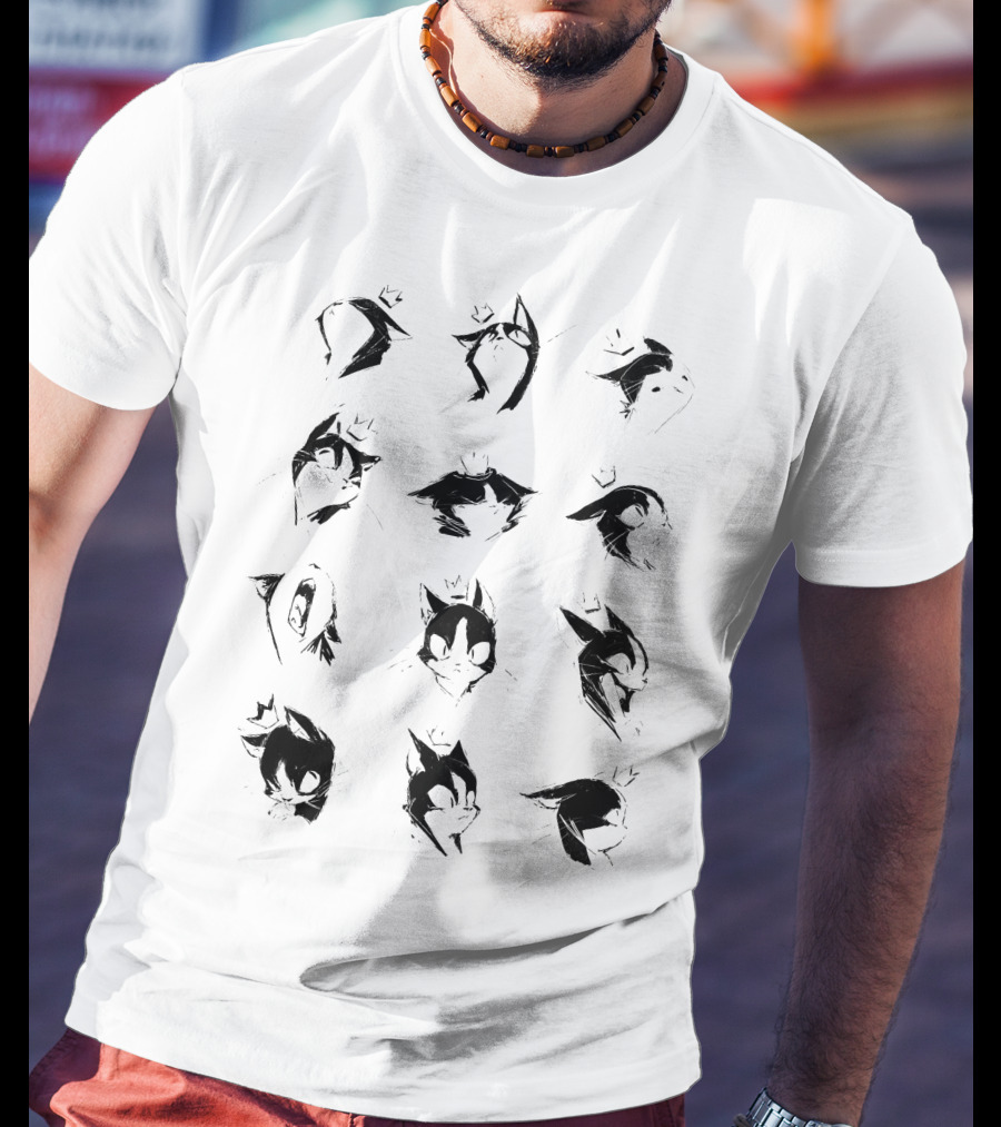Bibisama BIBI Penguin Faces Sketch T-Shirt