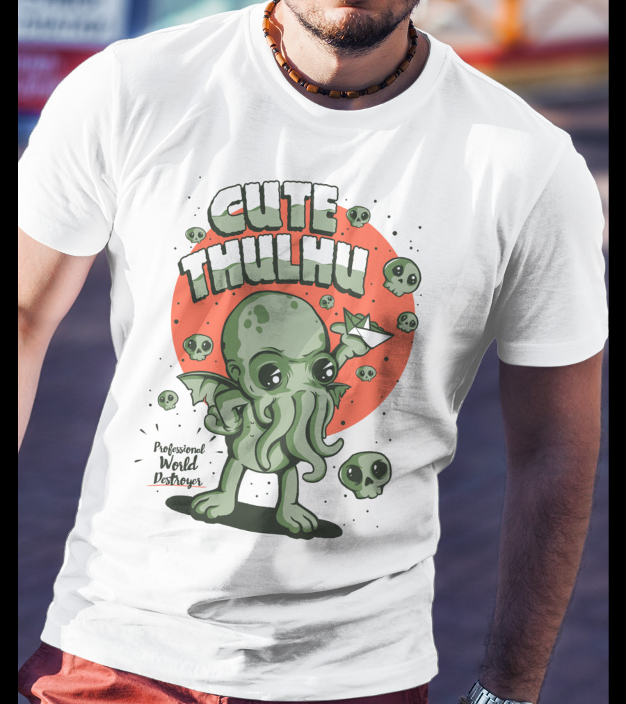Cute Thulhu Professional World Destroyer Skulls And Paper Boat T-Shirt