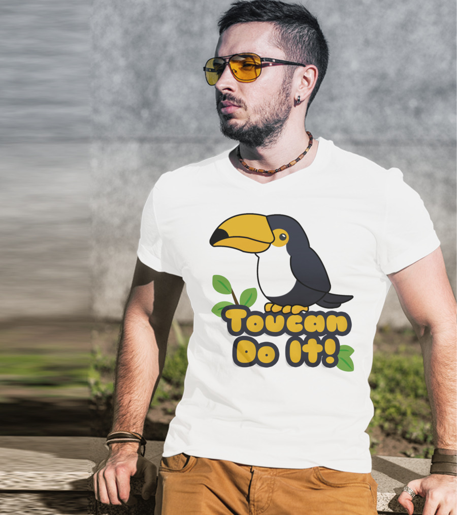 Toucan Do It Essential Positive Inspiration With Cartoon Bird And Leaves T-Shirt