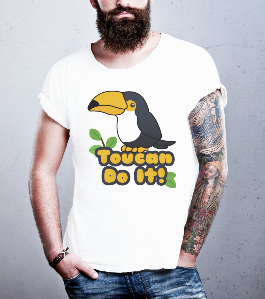 Toucan Do It Essential Positive Inspiration With Cartoon Bird And Leaves T-Shirt