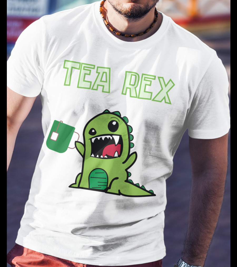 Tea Rex Dinosaur Holding Tea Bag T-Shirt